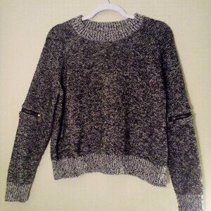 If It Were Me Sweater Women M Arm Zipper Long Sleeve Black White